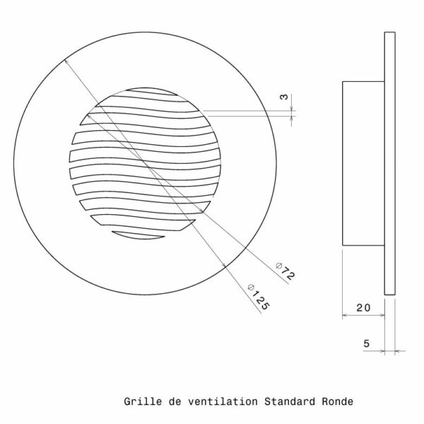 Plan Grille de Ventilation Ronde standard